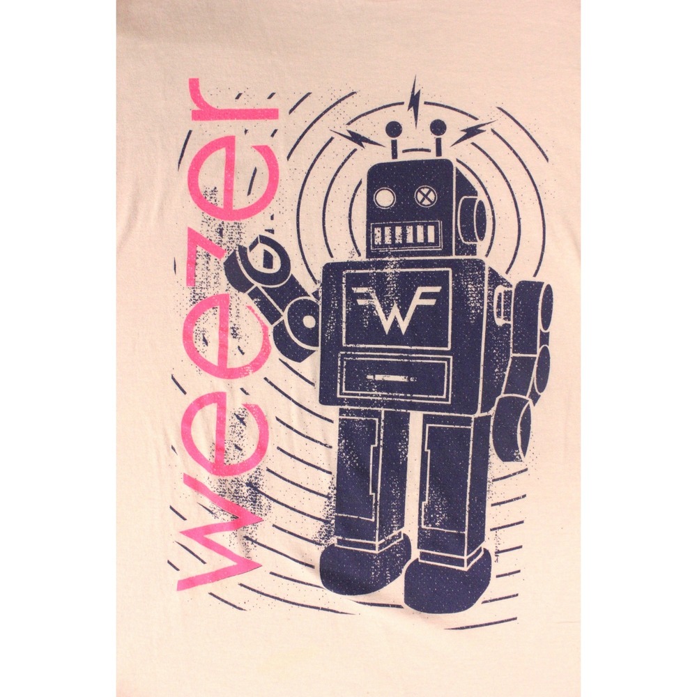 Weezer Band Pink Graphic T-Shirt Retro Robot Navy Pink Mens XXL 2XL